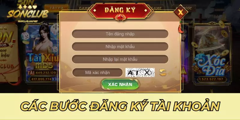 Các bước đăng ký tài khoản game Sonclub