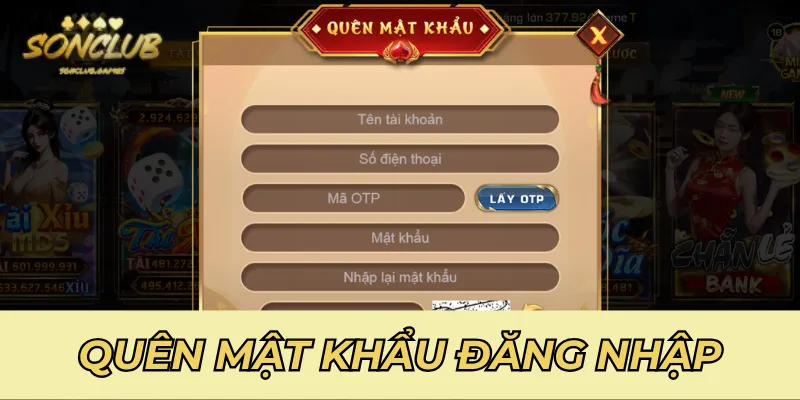 Tự lấy lại mật khẩu khi quên mật khẩu đăng nhập tài khoản SonClub